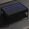 VidaXL Coffee Table with Infinity LED Black 70x50x38 Cm, Side Table, Living Room Table, Side Table, End Table, Table 847702