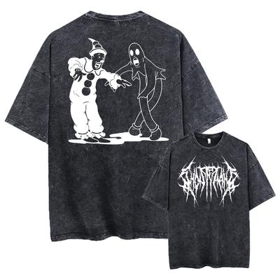 Ghostemane Футболка с двусторонним принтом, выстиранная, оверсайз, мужская, 100% хлопок, футболка в стиле готик-рок, уличная одежда, унисекс