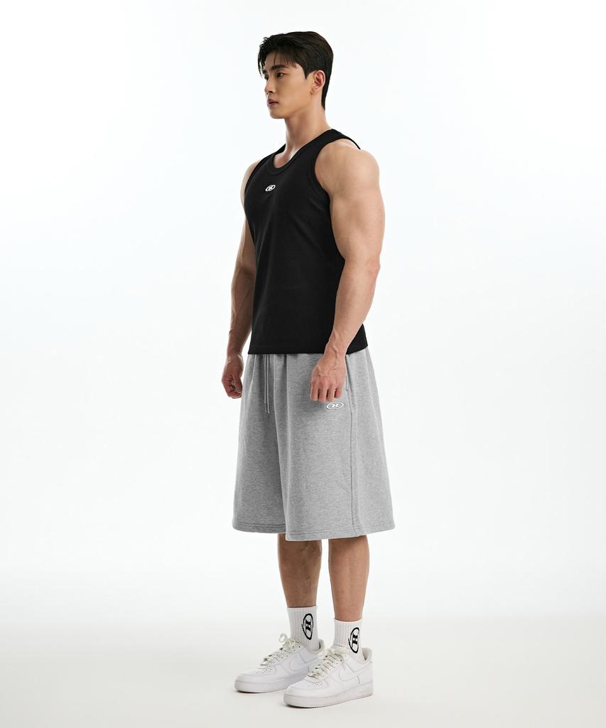 BORN TO WIN Chrome B Logo Half Pants Long Ver [Melange Grey]