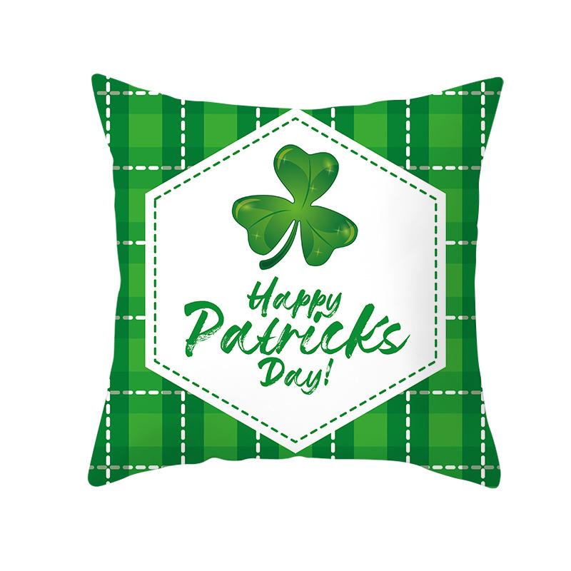 Дом Ст. Подушка из зеленого персикового бархата на День Святого Патрика, Наволочка с четырехлистным клевером на Национальный день