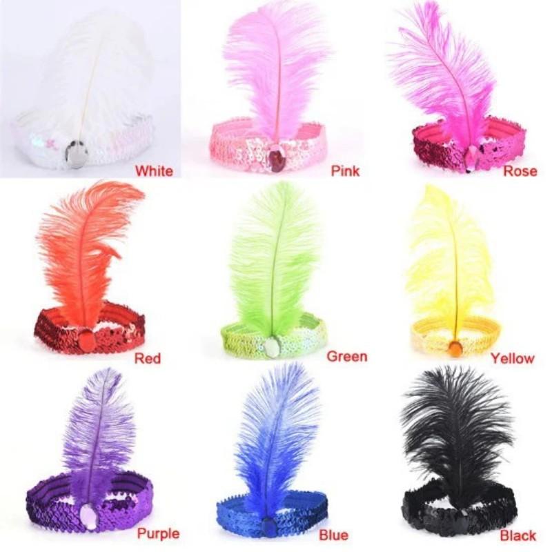 Sequins Feather Crystal Headband Indian Feather Headdress Holiday Party Indian Hairband Fashion Women Hair Accessories