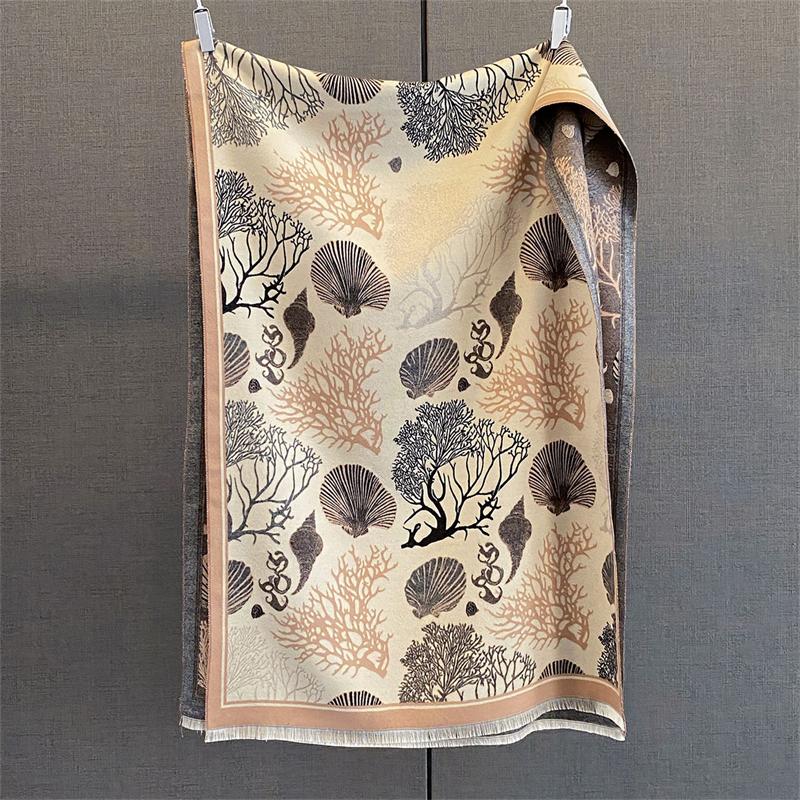 Design Floral Printed Cashmere Scarf Women Winter Pashmina Shawls And Wraps Thick Warm Bufanda Stoles Blanket Luxury