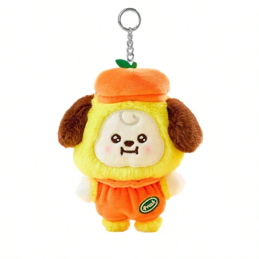 LINE FRIENDS BT21 Аниме Kpop 12см Куки Шуки Плюшевая Игрушка Стиль Y2K Последнее Поступление Мультяшная Оранжевая Плюшевая Кукла Брелок для Рюкзака