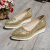 Повседневная женская обувь на платформе большого размера с пайетками, осенняя новинка, женские удобные туфли-клинья с мягкой подошвой