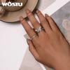 WOSTU Элегантные кольца из стерлингового серебра 925 пробы с розовым цветком для женщин, блестящее кольцо с цирконом, специальное ювелирное изделие, подарок для нее
