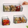 1/2/3 Grid Wall Mounted Kitchen Shelf Organizer Metal Rack Pantry Storage Garlic Ginger Basket Carbon Steel Hanging Wire Basket