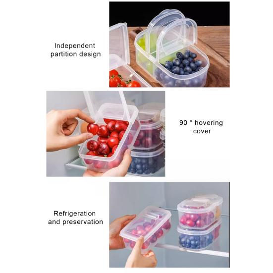 500/600 мл коробка для хранения продуктов с прозрачными отделениями, крышка, открывающаяся на 90 градусов, два штабелируемых органайзера для холодильника