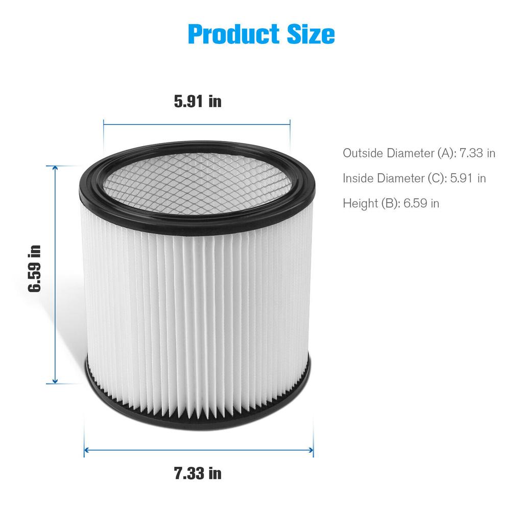 Premium Filter Cartridge Replacement Filter Compatible For Shop Vac Wet Dry Replace 90304 9030400 903-04-00 9034