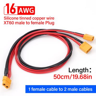 50 см 16Awg Xt60 женский штекерный кабель мужской штекер с силиконовым удлинителем свинцовый провод аккумулятор для автофургонов, гольф-каров для электроскутера