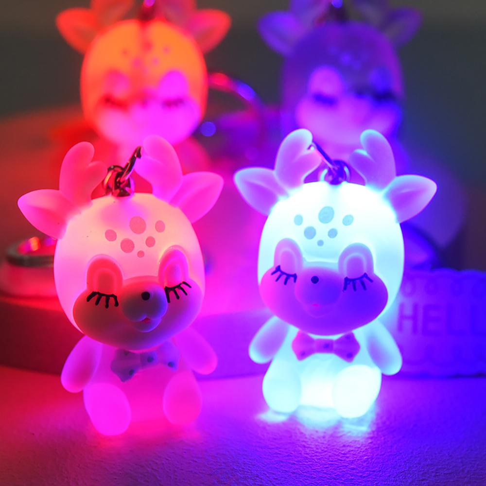 Cute Deer Bag Pendant Led Key Lanyard Elk Keychain Flashlight Keychain Car Keyring