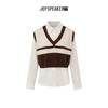 JOY SPEAKER Women's V-Neck Knit Vest & Shirt Two-Piece Set