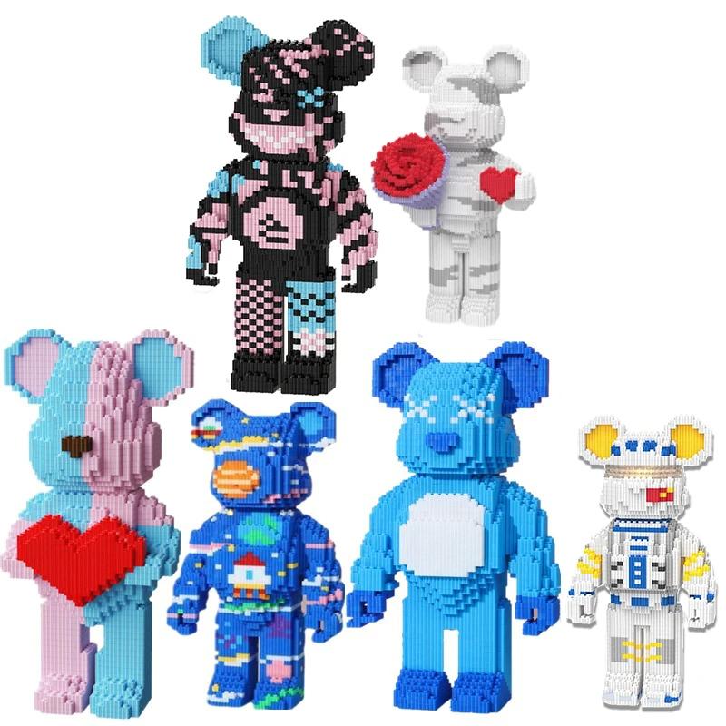 DIY Детские игрушки Мультфильм Мини Любовь Жестокий Медведь Модель Bearbrick со Световым Строительным Блоком Микро-Кирпичи Рождественский Подарок На День Рождения