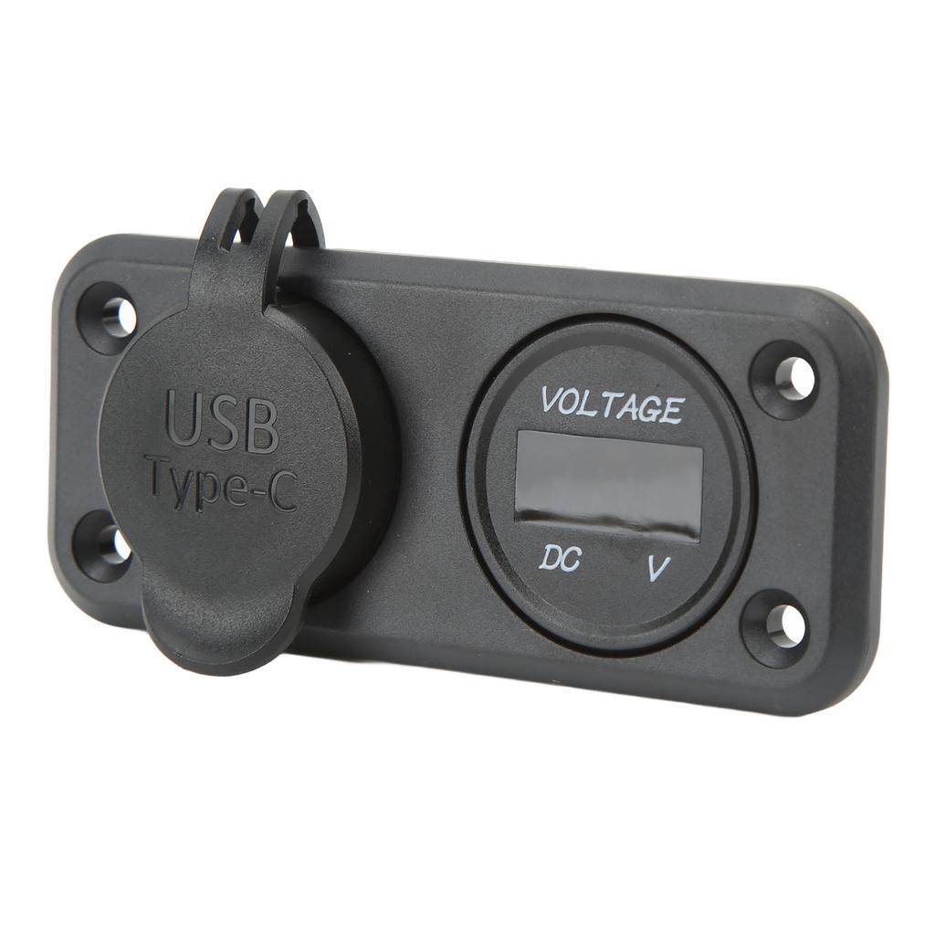 Автомобильное зарядное устройство с двумя портами, вольтметром с синей подсветкой, QC 3.0, PD 18 Вт, DC10–30 В для грузовика, дома на колесах, автобуса, лодки