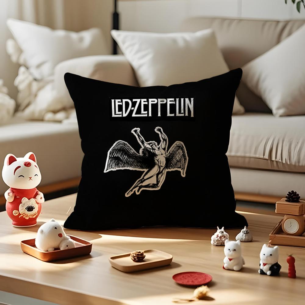 Band LLed ZZeppelin Cushion Cover Silky Short Plush Invisible Zipper Dustproof Sofa Pillow Case for Home Decor