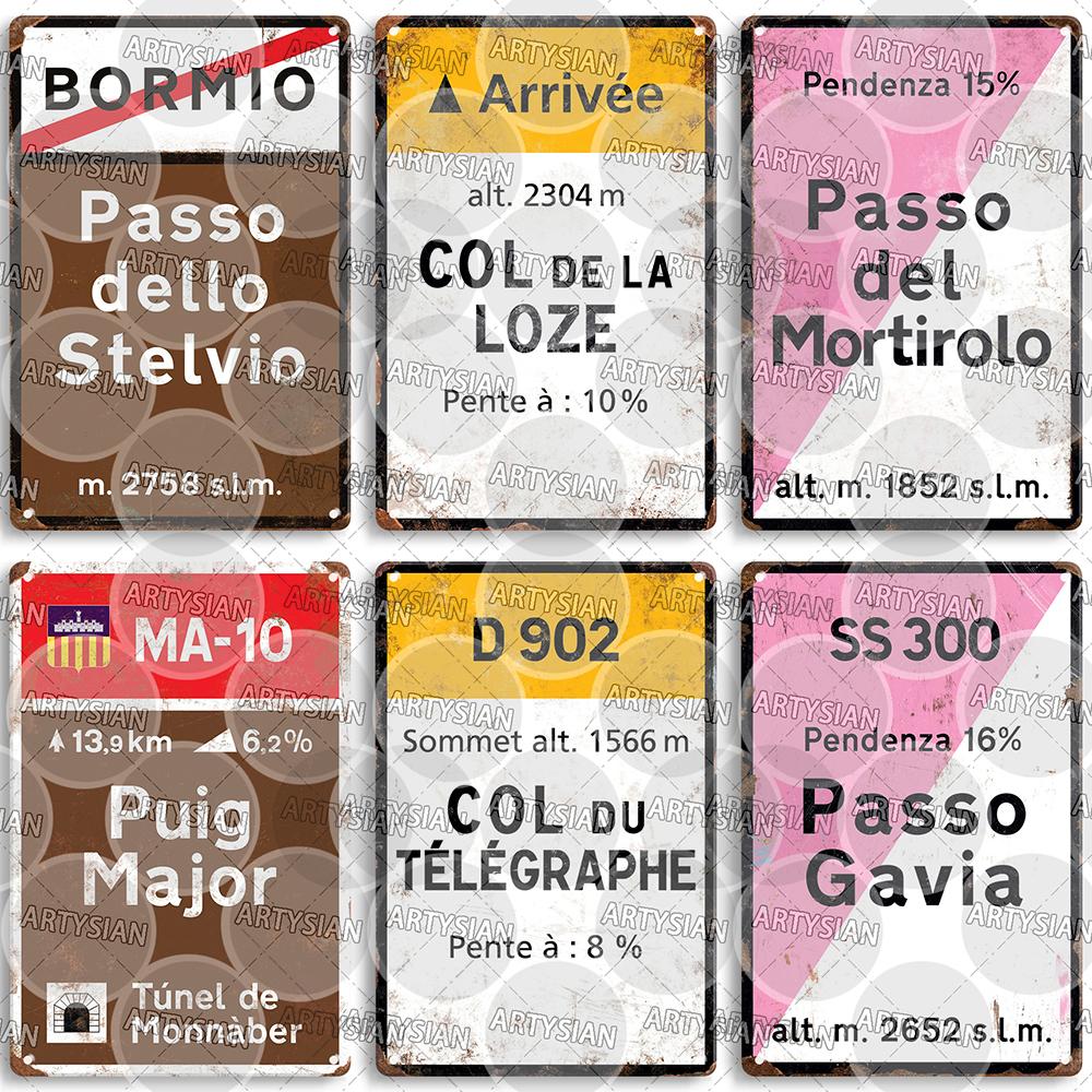 Тур де Франс Велоспорт Гонка Велоспорт Ориентир Металлическая табличка Дорожные знаки Croix de FER Madeleine Tourmalet Luz-Ardiden Loze