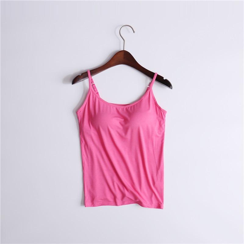 Women's Modal with Padded Camisole Tank Top Without Steel Ring Cups One Body Outwear Bottoming Underwear Yoga Sports T-shirt