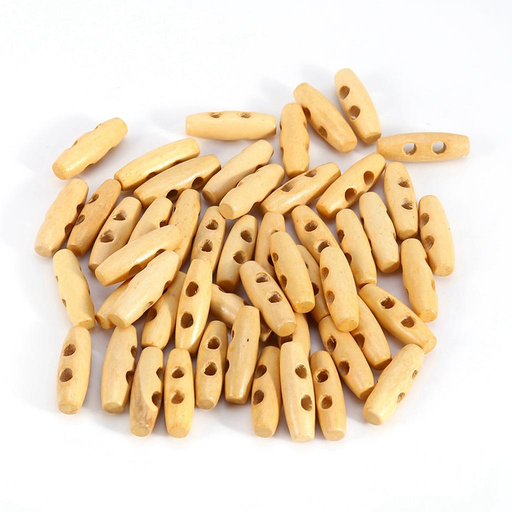 50pcsLot Button Wooden 2 Holes Coat Duffle Toggle Wood Horn Sewing Knitting Buttons 30mm