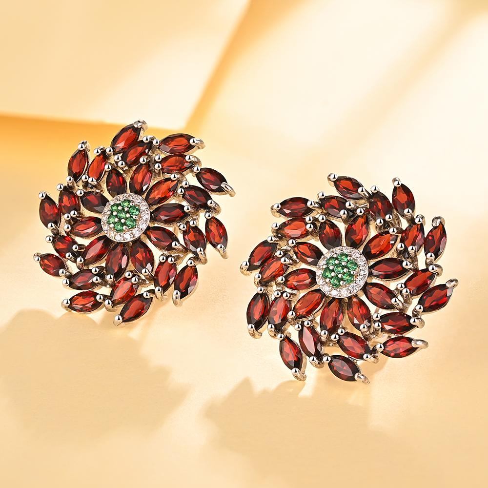 Великолепный дизайн из натурального красного граната, роскошные большие серьги для женщин, изысканные ювелирные изделия из стерлингового серебра 925 пробы, юбилейная вечеринка