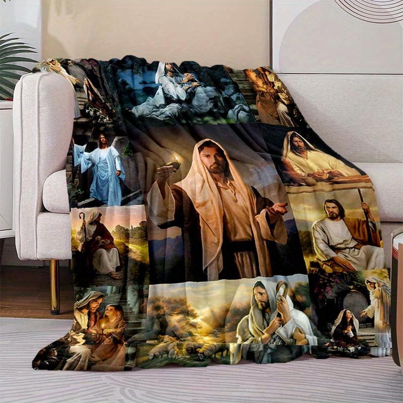 Jesus Blanket Soft Warm Throw Blanket Nap Blanket For Couch Sofa Office Bed Camping Travel Multipurpose Gift Blanket For All Season