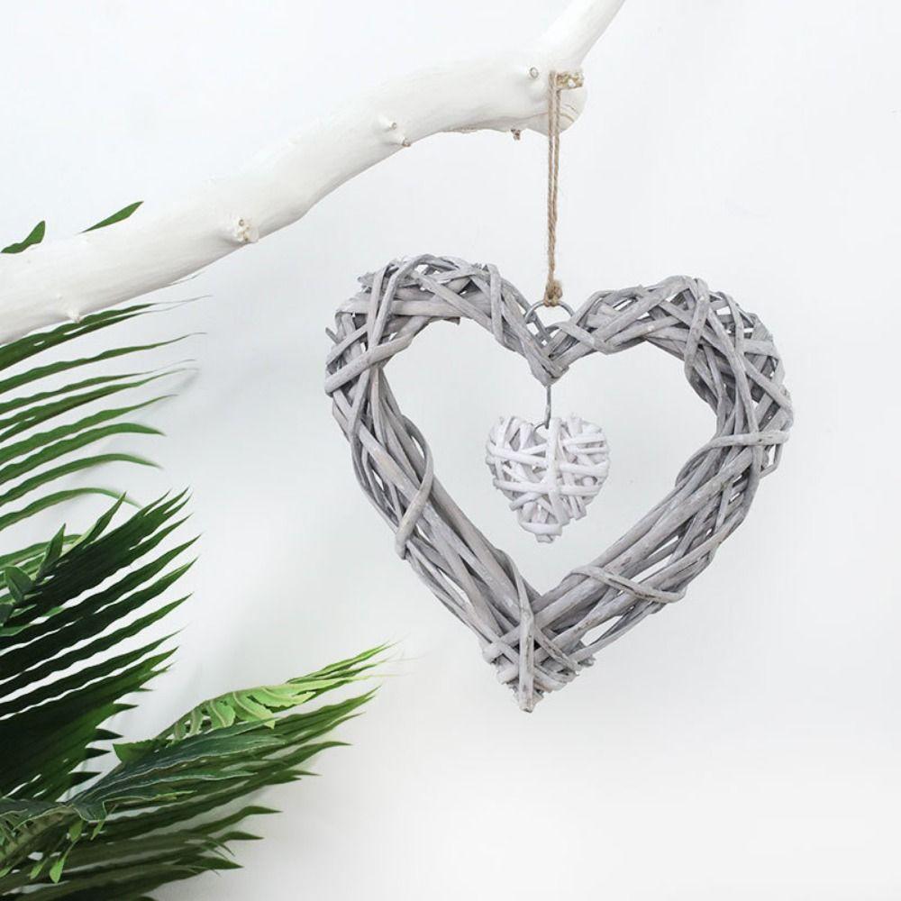 DIY Heart-shaped Pendants Wall Hanging Artificial Woven Wreaths  Wedding