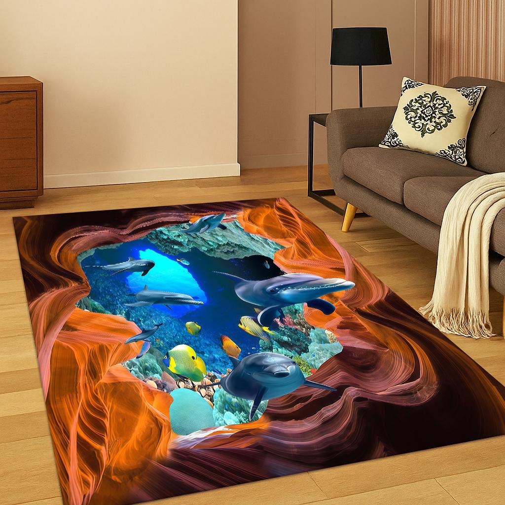 3D Ковер-иллюзия подводного мира для дома, спальни, гостиной, дивана, придверный коврик, кухонный декор, детский игровой коврик с нескользящим покрытием