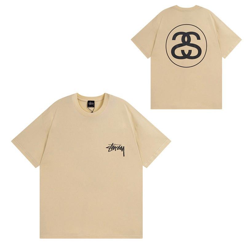 Mens Short Sleeve T-Shirt Loose Fit Round Neck Letter Print Casual Street Style Couples Top