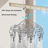 Meiliya Stainless Steel Round 16-Clips Sock Hanger Windproof Laundry Rack for Home Underwear Drying