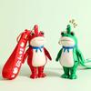 Frog Keychain Saluting Button Link Hands Realistic Texture Blue Scarf Frog Key Chain Mini Portable Lobster Clasp Backpack Pendant