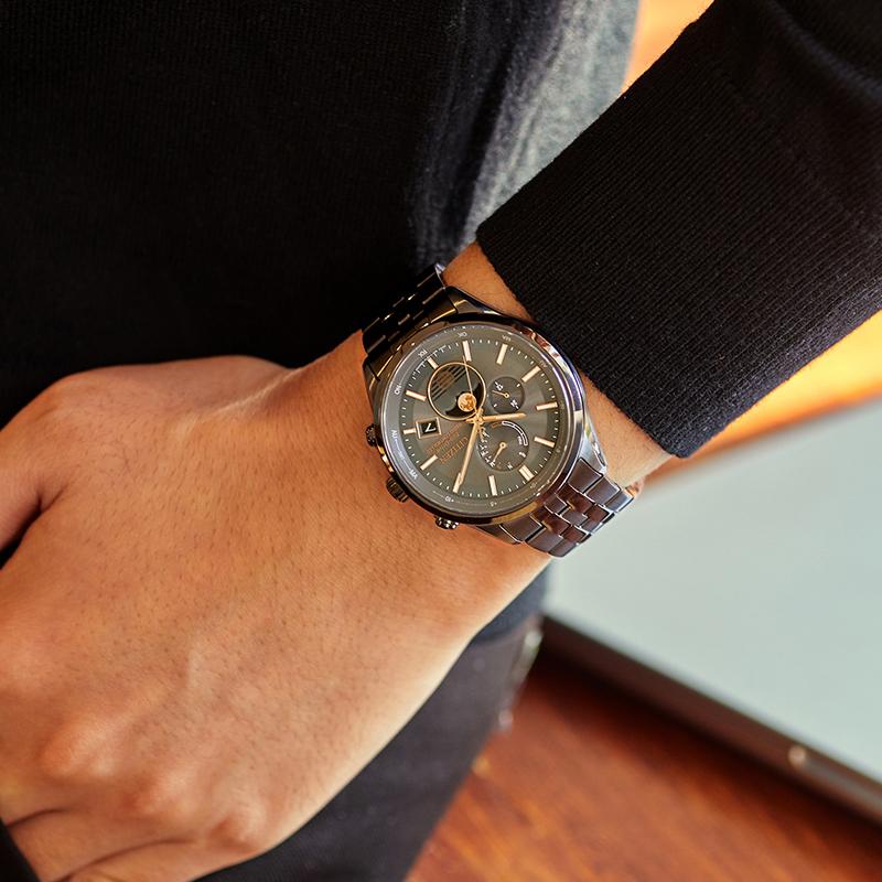 Citizen Мужские часы Eco-Drive с радиоуправлением фазами Луны и вечным календарем BY1037-51H