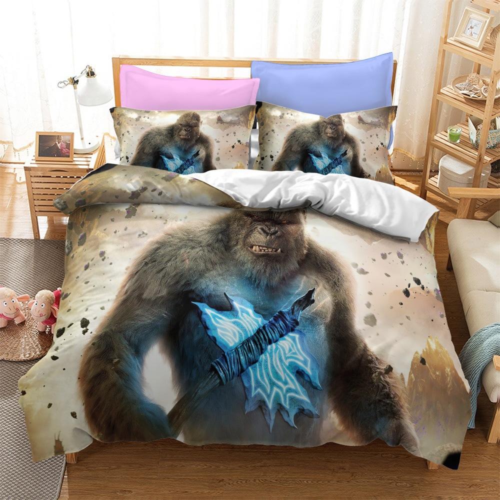 3D Printing Monsters G-Godzillas Bedding SetVS KingKongs Duvet Cover Set with Pillowcase 2/3pcs Quilt covers Twin Queen Single
