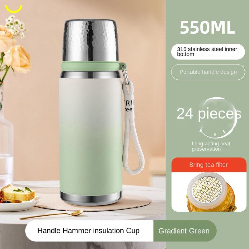 316 Термокружка для чая Женская Красивая Градиентная Легкая с ручкой Студенты На прогулку в школу Вместительный Дорожный чайник