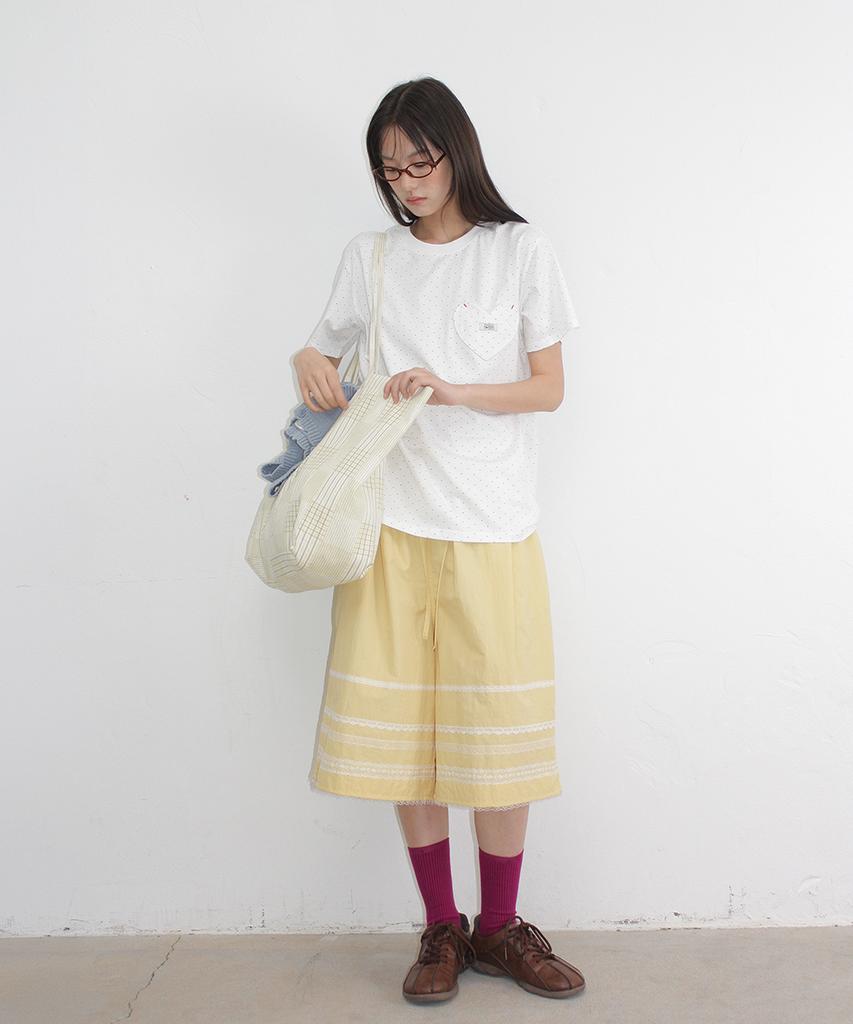RONRON Herat Pocket Basic Fit T Shirt Dot White