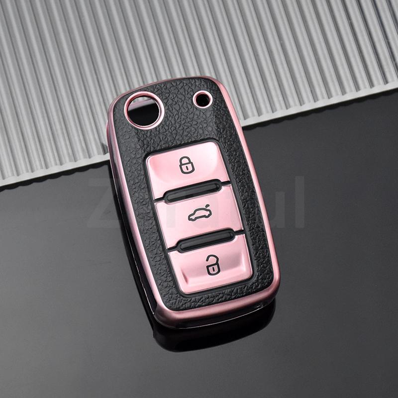 Чехол-брелок для автомобильного ключа с 2/3 кнопками для Volkswagen Vw Bora Beetle Caddy T5 Passat Up Eos Tiguan Для Skoda A5 Seat Leon Alte Сумка Оболочка