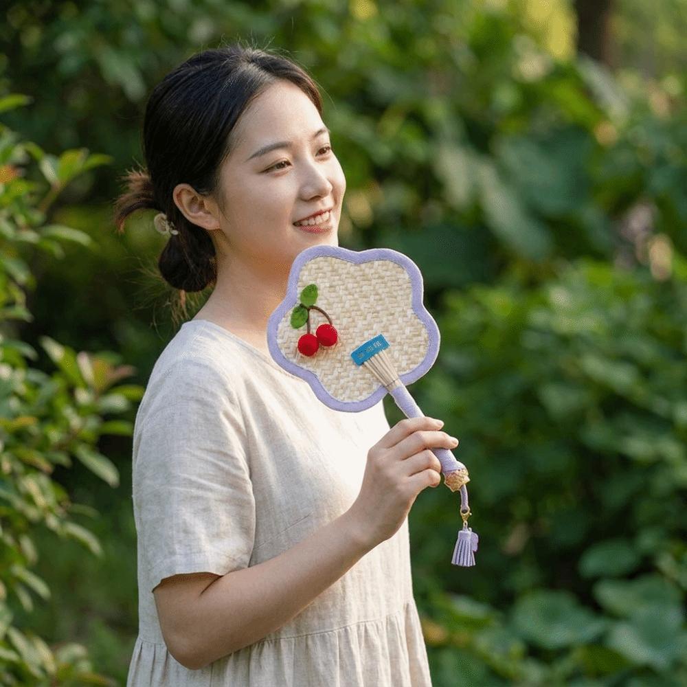 Vintage Portable Fan Flower Shaped Cooling Fan Creative Straw Fan  Home Decor