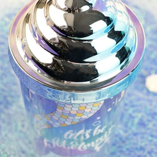 Стакан для воды 420 мл с соломинкой, двухстенный, с термоизоляцией, не содержит БФА, герметичный, пластиковый, с рисунком русалки, поильник для школы