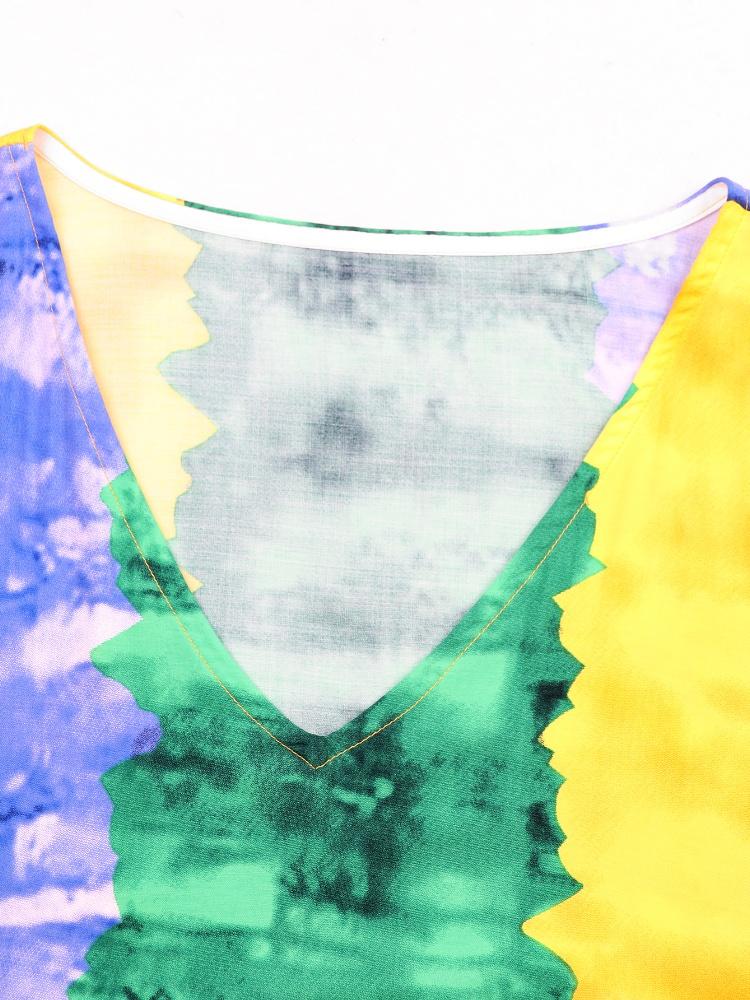 EDOLYNSA Стильный красочный женский богемный халат, длинное платье, свежее платье для отдыха, непринужденное домашнее платье, пляжная одежда, накидка Q1546