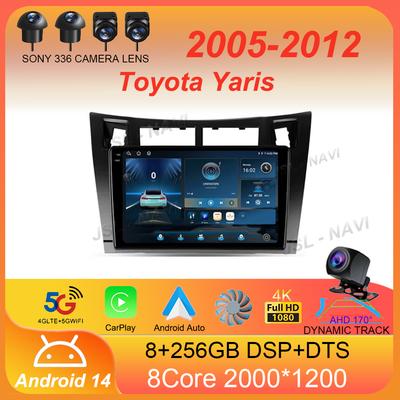 Для Toyota Yaris 2005 - 2012 Автомагнитола Android 14 Навигация Мультимедийный плеер Carplay Auto Стерео видео GPS 2 din DSP WIFI+4G