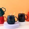 Кофейная чашка, кружка с крышкой, ложка, керамическая чашка, европейский стиль, корейская студентка, большая емкость, чайная чашка, домашняя питьевая вода