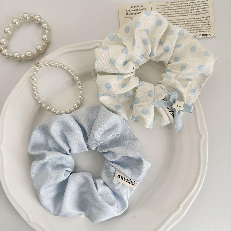 Элегантная синяя резинка для волос в горошек, большая, для женщин, девочек, резинки для завязывания волос, веревка для головы, аксессуары для волос для хвостика