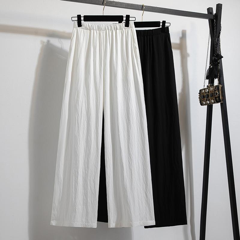 Dimanaf 2025 Summer Plus Size Pants High Waist New Wide-leg Pants Women Fashion Loose Pleated Vintage Pants