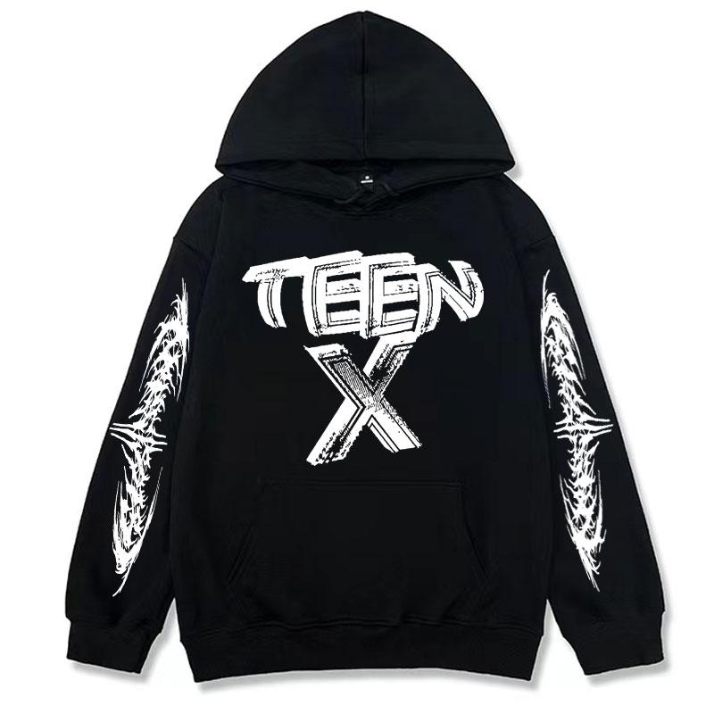Свитшот с логотипом рэпера Ken Carson Teen X Мужской Высокое качество Повседневный Флисовый Худи Унисекс Винтажный Хип-хоп Оверсайз Пуловер Худи