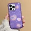 Удача Фиолетовый Любовь Сердце Сияющий Чехол Для Iphone 14 Pro Max 13 11 12 14 Plus Мягкая Подушка Безопасности Чехол Для Телефона Капа