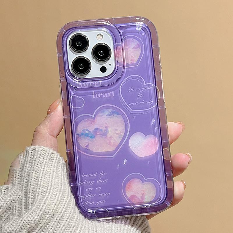 Удача Фиолетовый Любовь Сердце Сияющий Чехол Для Iphone 14 Pro Max 13 11 12 14 Plus Мягкая Подушка Безопасности Чехол Для Телефона Капа