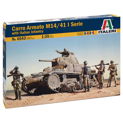 PLATZ Italeri 1/35 Scale WWII Italian Carlo Armato M14/40 Serie I Tank with Infantry Figure, Plastic Model Kit IT6543 (Tank)