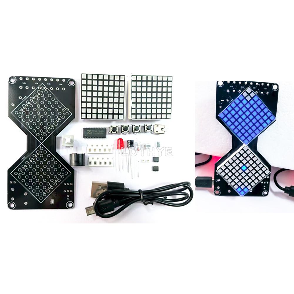 LED Dot Matrix Electronic Hourglass DIY Electronic Kit Gravity-Sensing Timer Micro USB 1V Speaker Atmosphere Kit