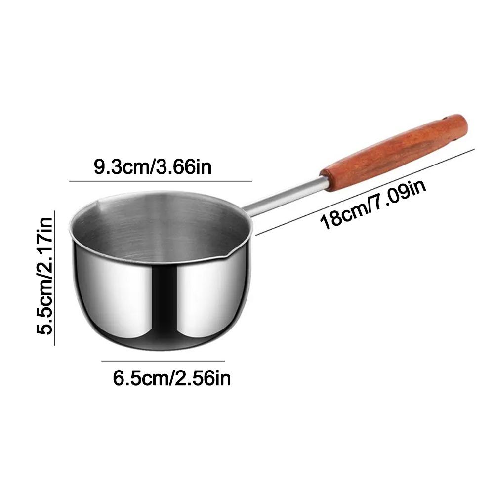Wooden Handle Milk Pan Long-handled Oil Splashing Gadget for Preventing Hot Oil From Scorching