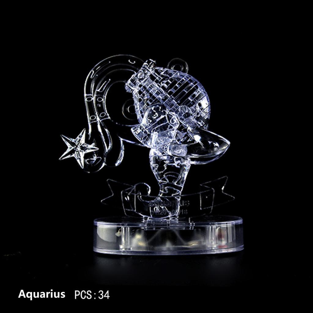 (Драгоценная память)3D-хрустальная головоломка-головоломка «Прозрачные двенадцать 12 созвездий астролога», вспышка, светодиодный свет