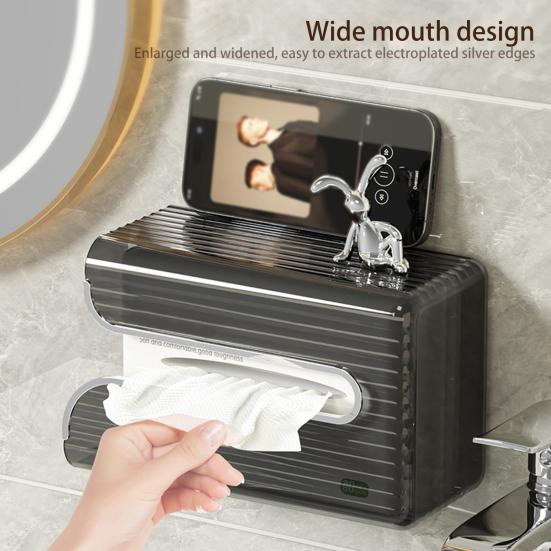 Настенный прозрачный ящик для салфеток, установка без перфорации, прозрачный держатель для туалетной бумаги большой емкости, диспенсер для салфеток для ванной и кухни