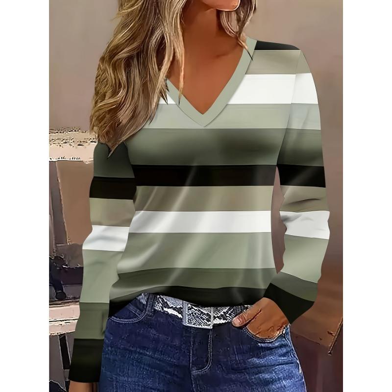 Coded Women's Fashion Women's V-Neck Long Sleeve T-Shirt