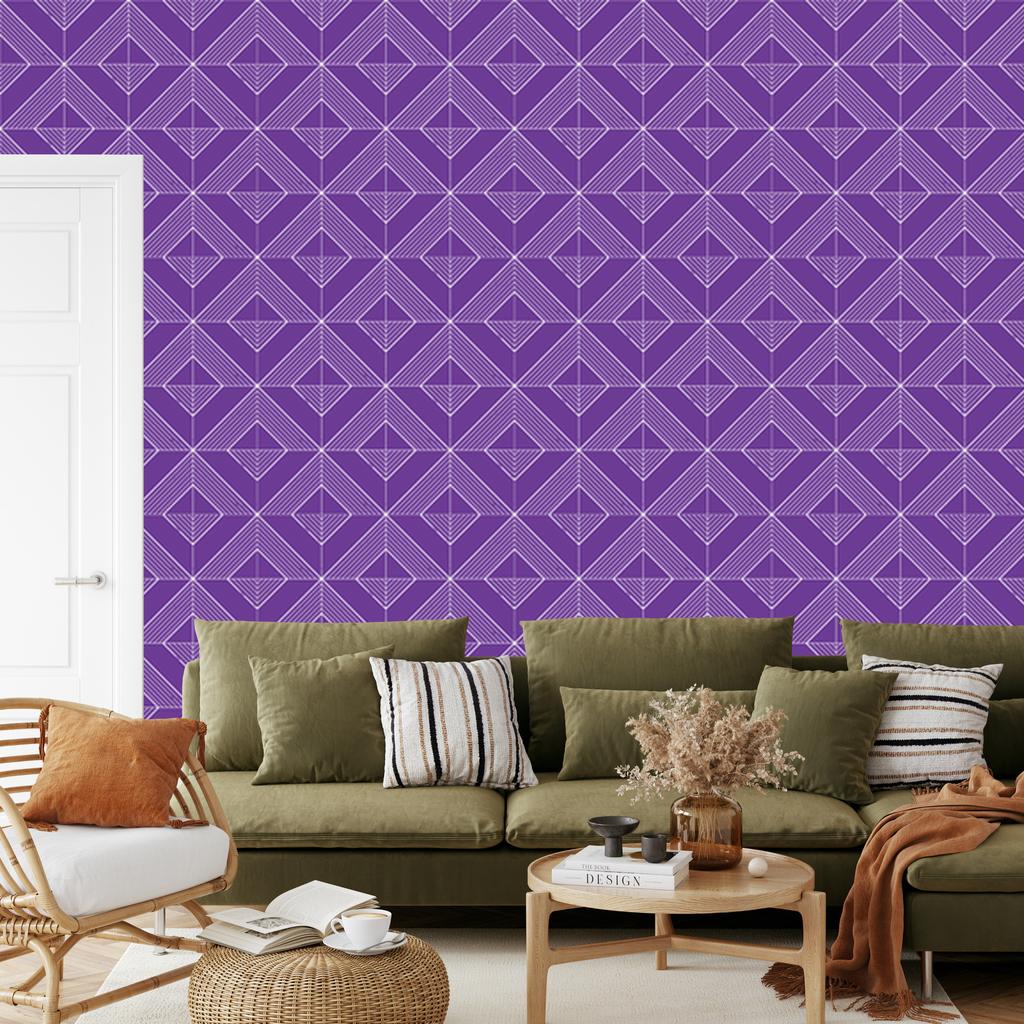 Geometric diamonds purple wallpaper, fine detail 50x1000